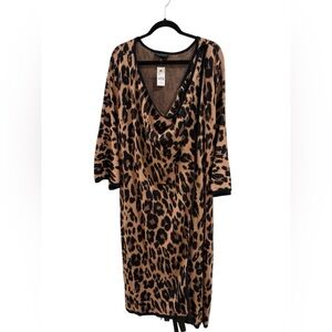 NEW Lane Bryant Cheetah Print Cowl Neck Long Sweater w/ Belt ~ Size 22/28